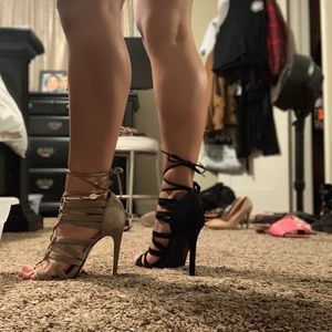 Tan strapy heels. Size 6.